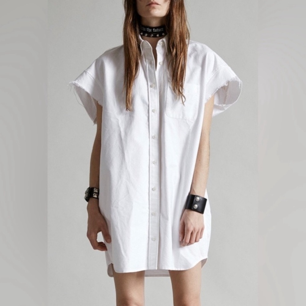 R13 Oversized Sleeveless Oxford Shirt White